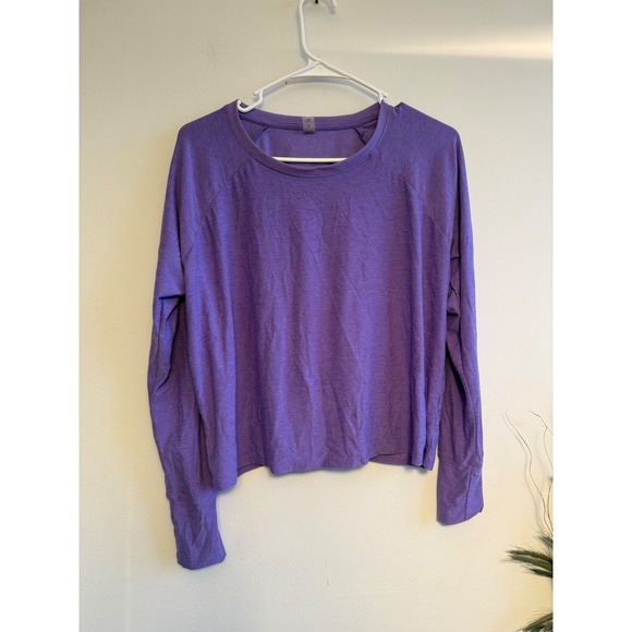 Beyond Yoga Tops - Beyond Yoga Womens Purple Heathered Raglan Long Sleeve Cropped Top Size M USA